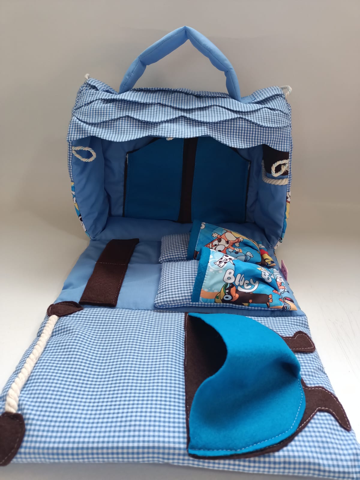 BOLSO CASITA BLUEY CUADROS
