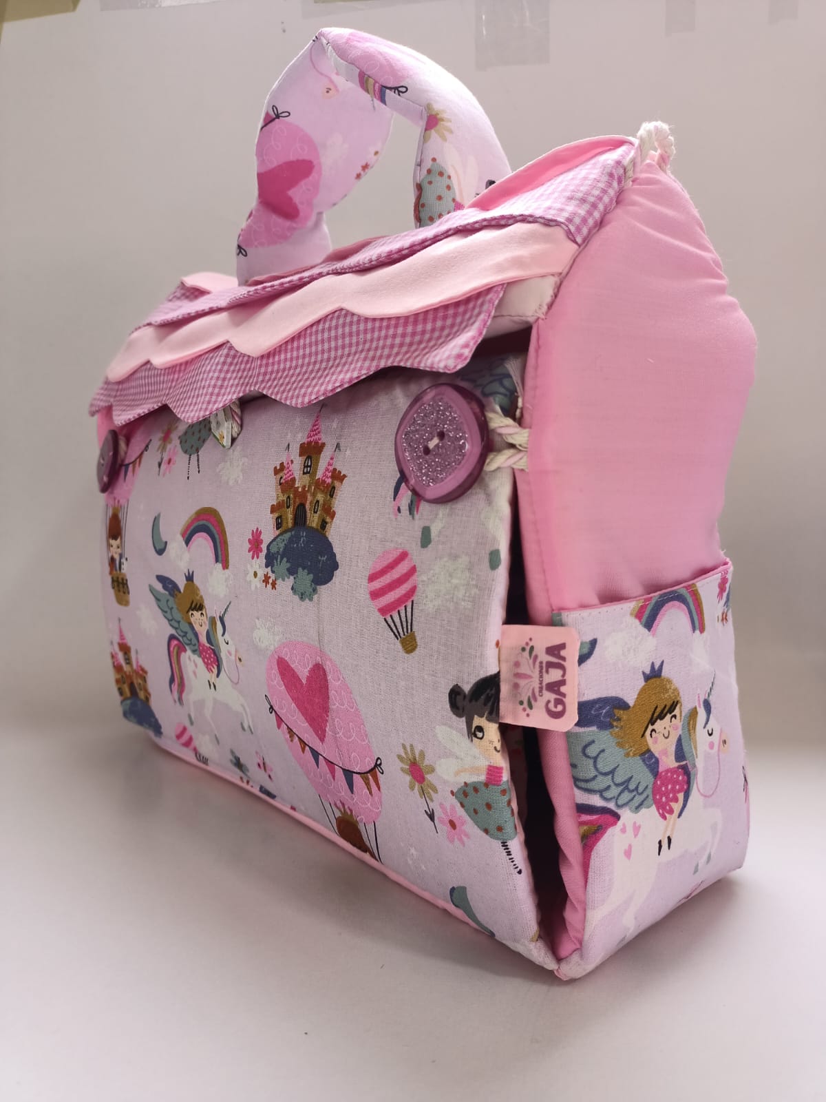 BOLSO CASITA GLOBO PINK  CUADROS